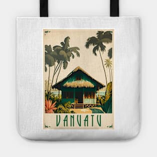 Vanuatu Hut Vintage Travel Art Poster Tote