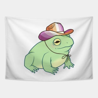 Lesbian Pride Cowboy Frog Tapestry