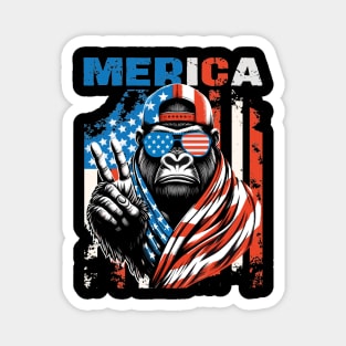Bigfoot Sasquatch 4th of July Merica Magnet