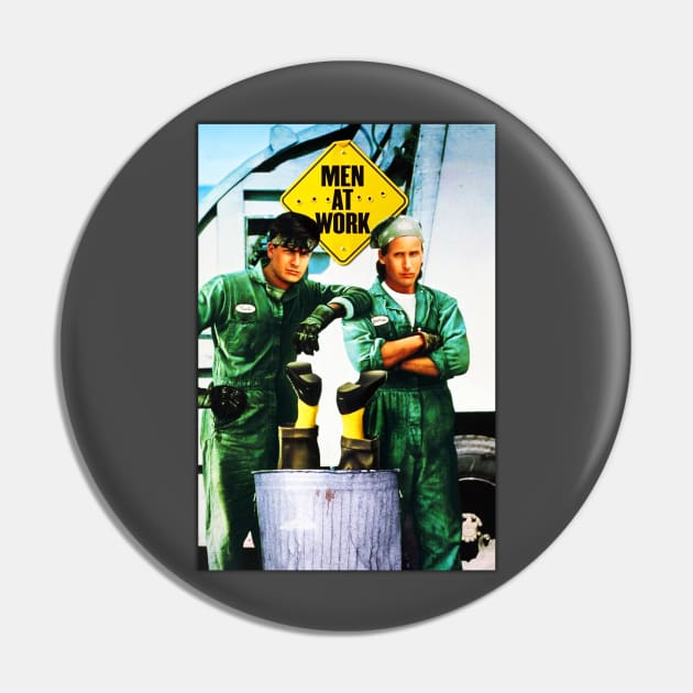 Men At Work Poster Pin by BigOrangeShirtShop