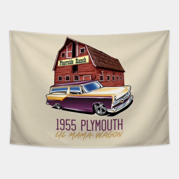 Lil Mama's 1955 Plymouth Wagon Tapestry by PharrSideCustoms