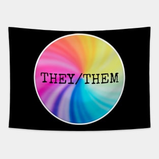 THEY THEM Pronouns Rainbow Tapestry