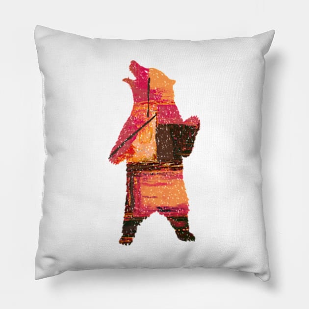 Colorful mama bear Pillow by Frajtgorski