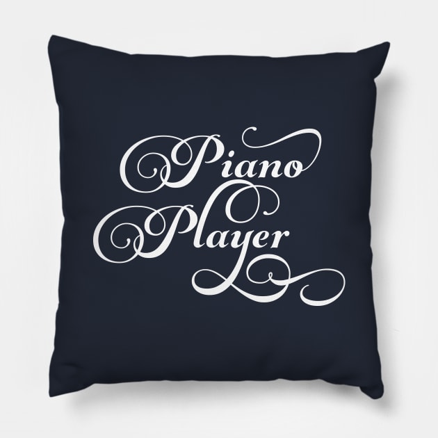 Piano Player White Script Pillow by Barthol Graphics