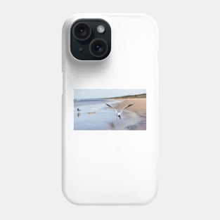 White seagull flying above the seacoast Phone Case