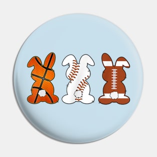 Basketball Baseball Football Sports Easter Bunny Rabbits Pin