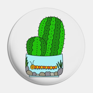 Cute Cactus Design #147: Prickly Pear Cacti In Cute Caterpillar Pot Pin