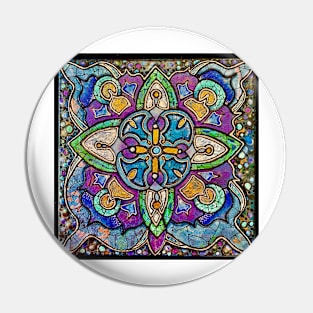 Stained Glass Mandala Cross by Julie Ann Stricklin Pin