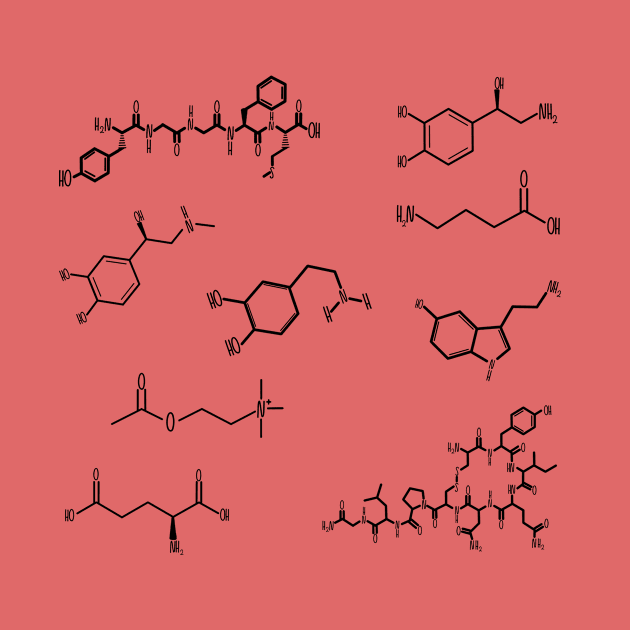 Neurotransmitters Happy Chemicals Black Sticker Sheet by GrellenDraws