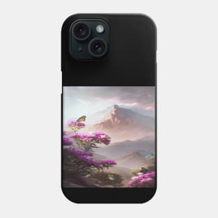 Lavender Mountains Butterflies And Sky Phone Case