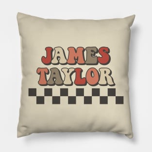 James Taylor Checkered Retro Groovy Style Pillow