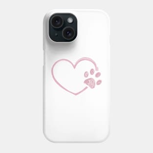 Pink heart with paw print. Happy Valentine's day design Phone Case