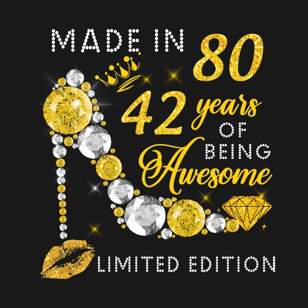 Made In 1980 Limited Edition 42 Years Of Being Awesome Jewelry Gold Sparkle by sueannharley12