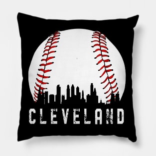 Vintage Cleveland Ohio Downtown Skyline Baseball Pillow