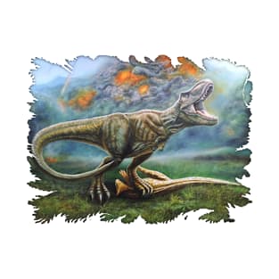 Jurassic World Scene Oil Painting T-Shirt