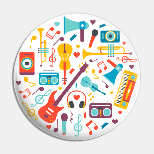 Circle Music Instruments Pin