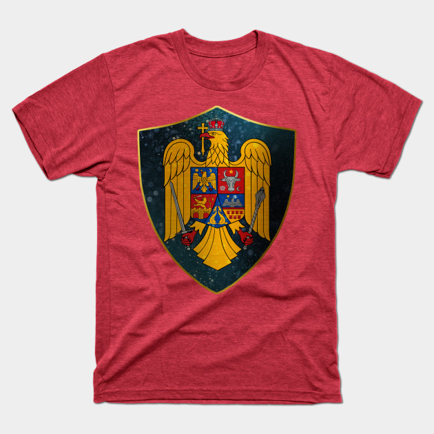 Discover Romania Coat of Arms and Starry Nights Shield - Romania - T-Shirt