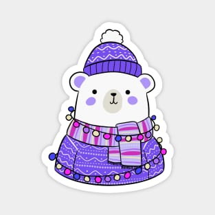 Cute Christmas polar bear illustration Magnet