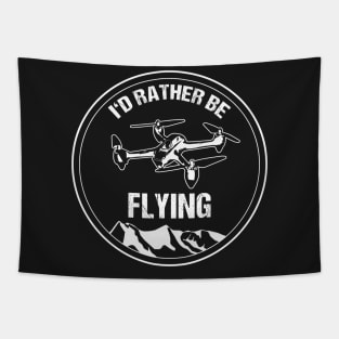 Retro Drone Pilot T-Shirt I'd Rather be Flying Copter Christmas Gift Tapestry