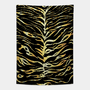 Gold tiger stripes design Tapestry