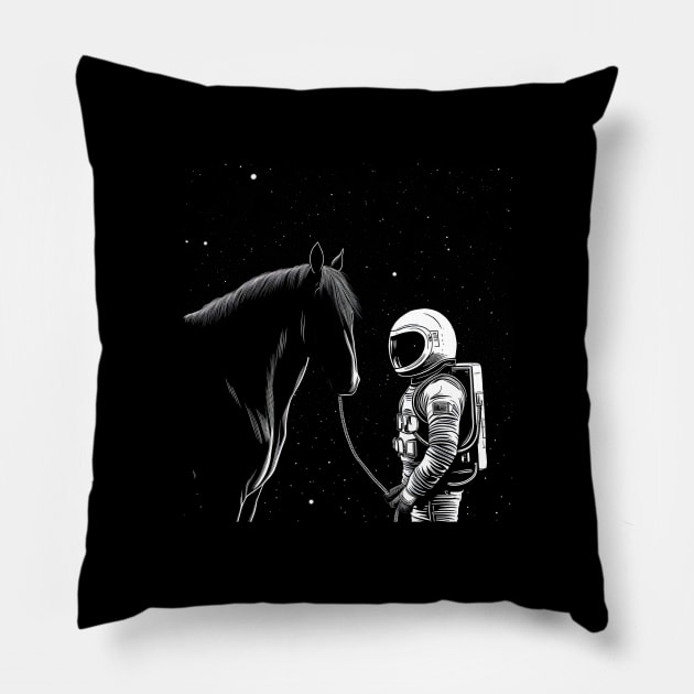 Space man with hourse Illustration: Artwork Pillow by A Floral Letter Capital letter A | Monogram, Sticker