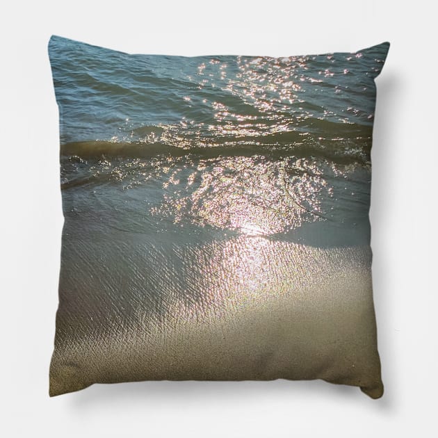 Summer Travel Vacation Sand Beach Sun Sea Reflections Pillow by eleonoraingrid