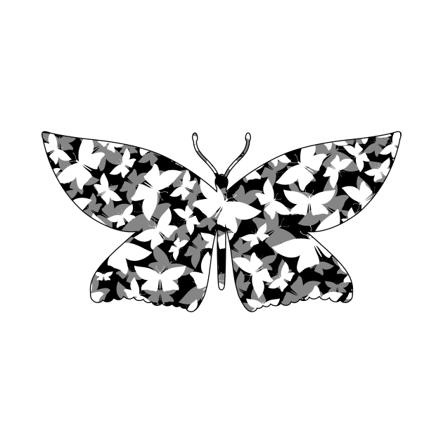 Veil of Butterflies, White on Black by StephOBrien