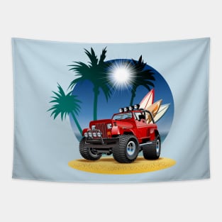 Cartoon jeep Tapestry