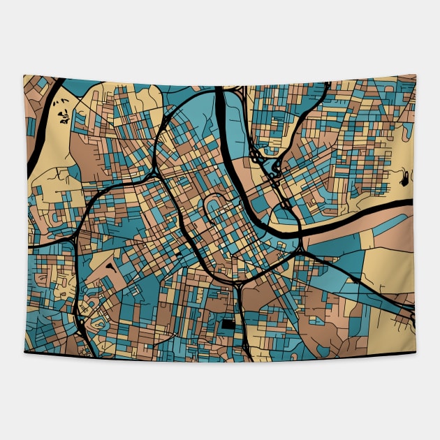 Nashville Map Pattern in Mid Century Pastel Tapestry by PatternMaps