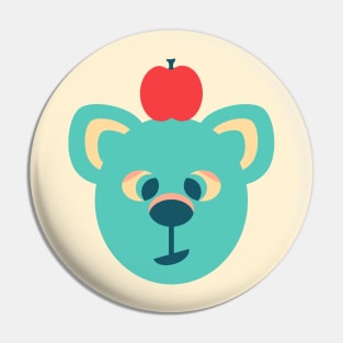 CUTE ADORABLE BEAR Friendly Sleepy Eyes Balanced Apple Kids - UnBlink Studio by Jackie Tahara Pin