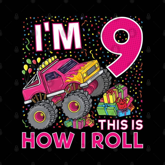 9th Birthday Monster Truck Party Gift 9 Year Old Girl by silentsoularts