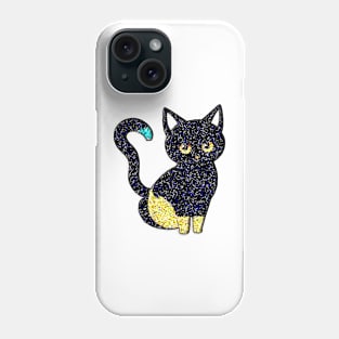 Blue, white Crystal cute Black Cat Phone Case