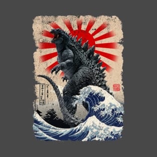 Godzilla and the Great Wave T-Shirt