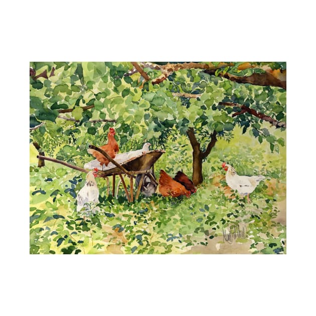 chickens beneath my nectarine tree by margaretmerry