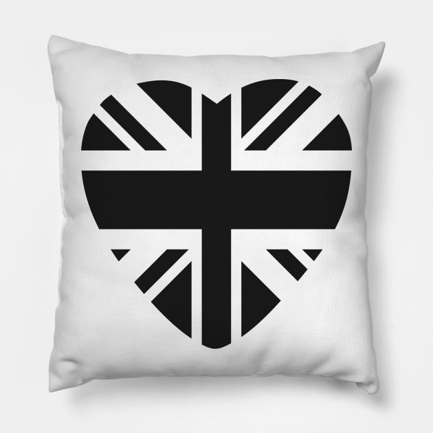 Union Jack Third Culture Series (Heart) (Black) Pillow by Village Values