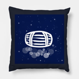 barrel, container, wine, beer, liquid, night, technology, light, universe, cosmos, galaxy, shine, concept, illustration Pillow