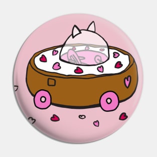 Valentine's Day Cat Donut Car with Heart Sprinkles (Pink) Pin