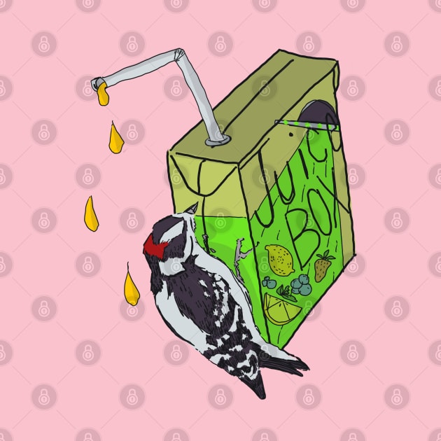 Juice Boxes and Downy Woodpeckers by Animal Surrealism