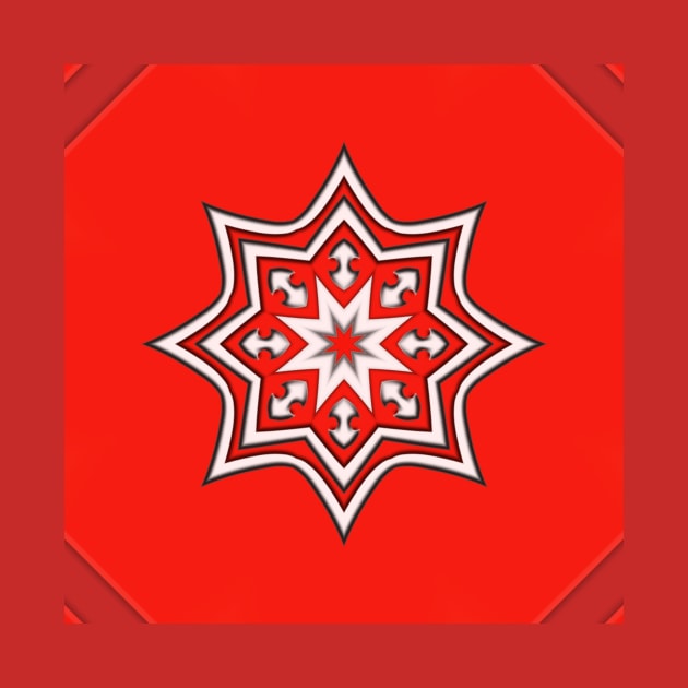 Bright Red Kaleidoscope Pattern (Seamless) 5 by Swabcraft