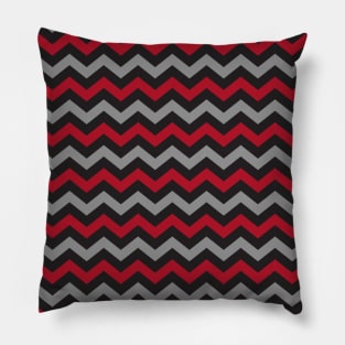 Red Black and Grey Chevron Zigzag Pattern Pillow