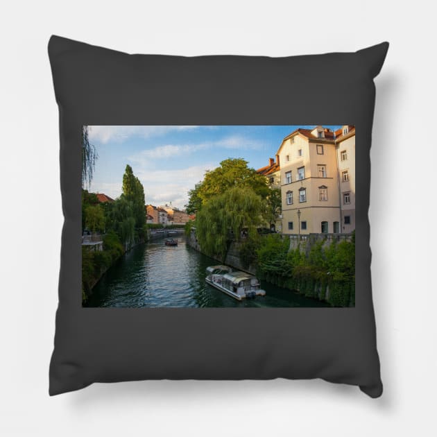 Ljubljanici River in Ljubljana, Slovenia Pillow by jojobob