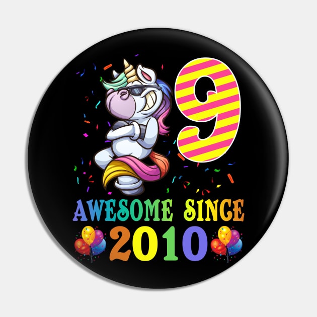 9 Years Old 9th Birthday Unicorn Dabbing Pin by Danielsmfbb