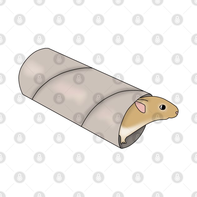 Cute golden gerbil in a cardboard tube by Becky-Marie