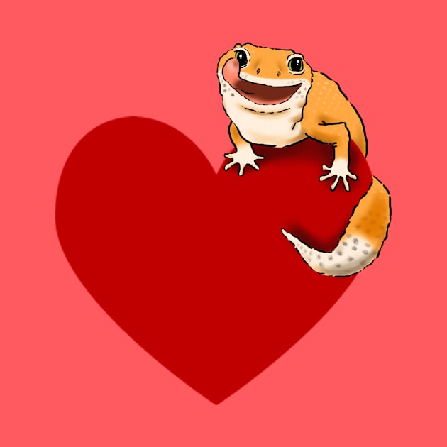 Leopard Gecko Lover, Smiling Gecko on Heart, Gecko Mom, Gecko Dad, Gecko Kids by sockdogs