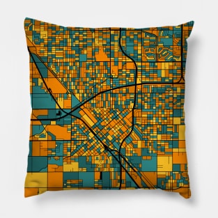 Fresno Map Pattern in Orange & Teal Pillow