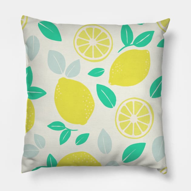 Summer Lemon Pattern Pillow by tanyadraws