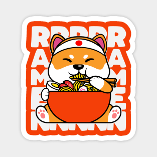 Shiba Inu Dog Eating Ramen Magnet