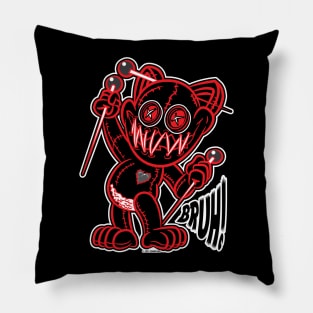 Bruh! Voodoo Kitty Cat Doll Red and Black Pillow