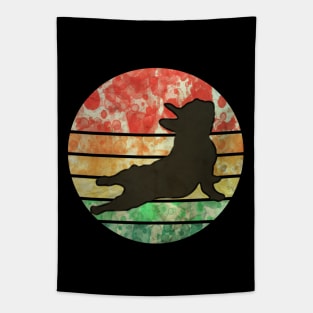 French bulldog yoga,watercolor sunset yoga frenchie silhouette Tapestry