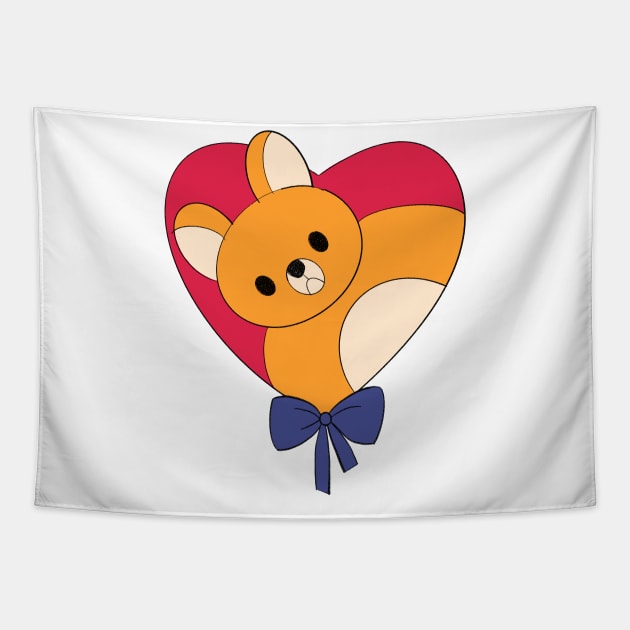 Teddy bear in the heart Tapestry by Sunshine Corner